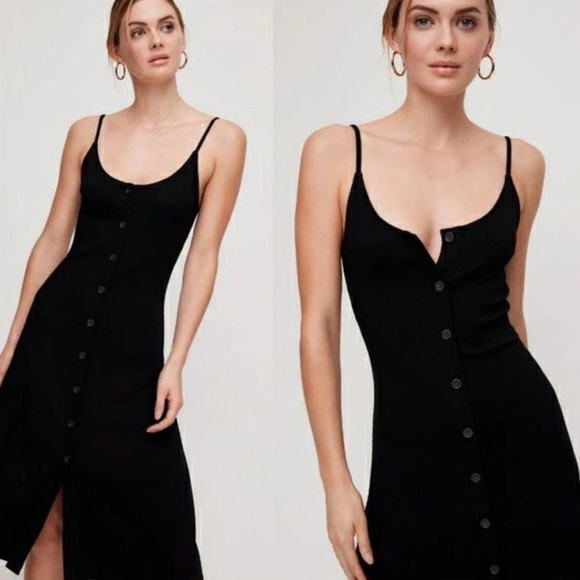 Aritzia Babaton Jayce Ribbed Buttoned Tank Midi Strap Dress, Lilac Fog size S - Picture 7 of 7